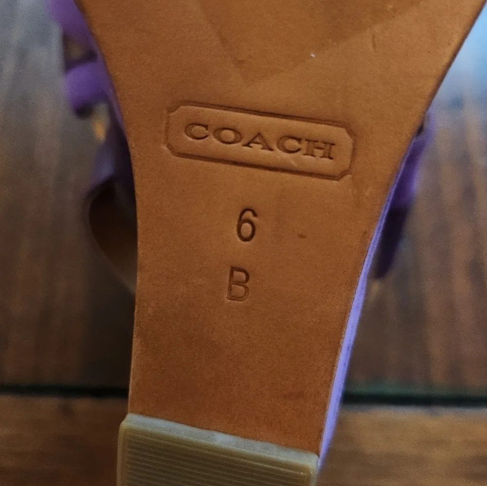 Coach Purple Suede & Leathet Wedge Heel Sandals Sz 6
